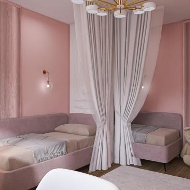 Интерьер с зонированием шторами  смотреть на Basicdecor