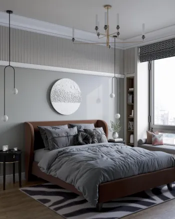 Интерьер спальни cветильниками над кроватью  смотреть на Basicdecor