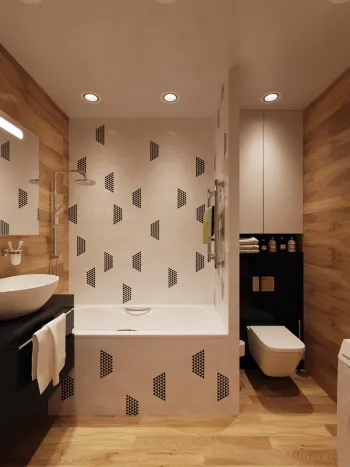Интерьер ванной cовмещенным санузлом  смотреть на Basicdecor