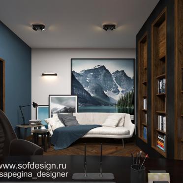 Интерьер гостиной c рабочим местом  смотреть на Basicdecor