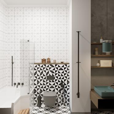 Интерьер ванной с душевой из плитки  смотреть на Basicdecor