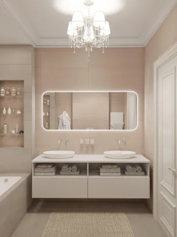 Интерьер ванной с зеркалом на двери  смотреть на Basicdecor