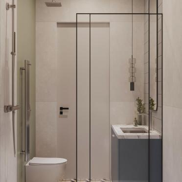 Интерьер ванной с душевой из плитки  смотреть на Basicdecor