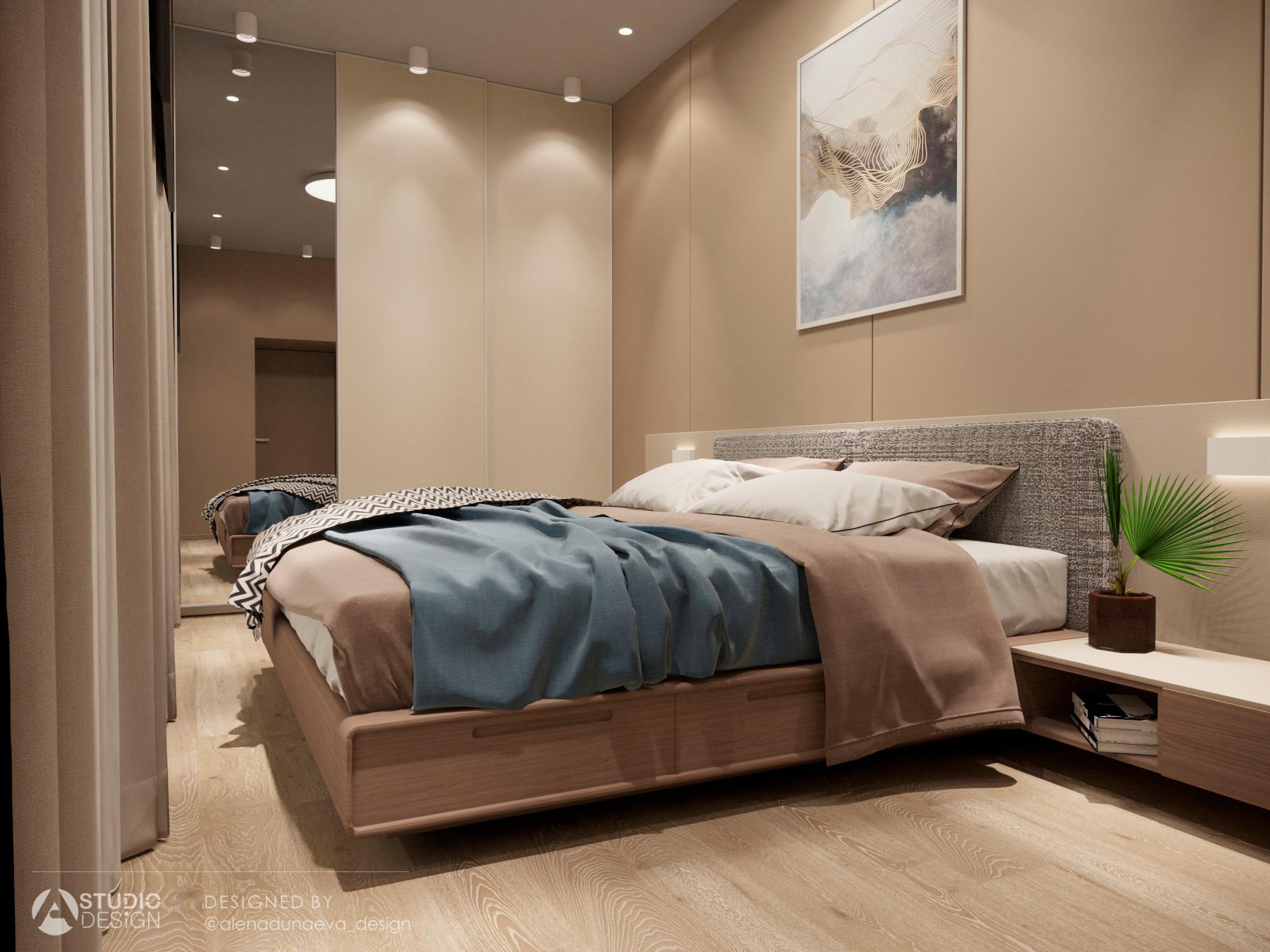 Интерьер спальни в современном стиле, в стиле лофт и эко
