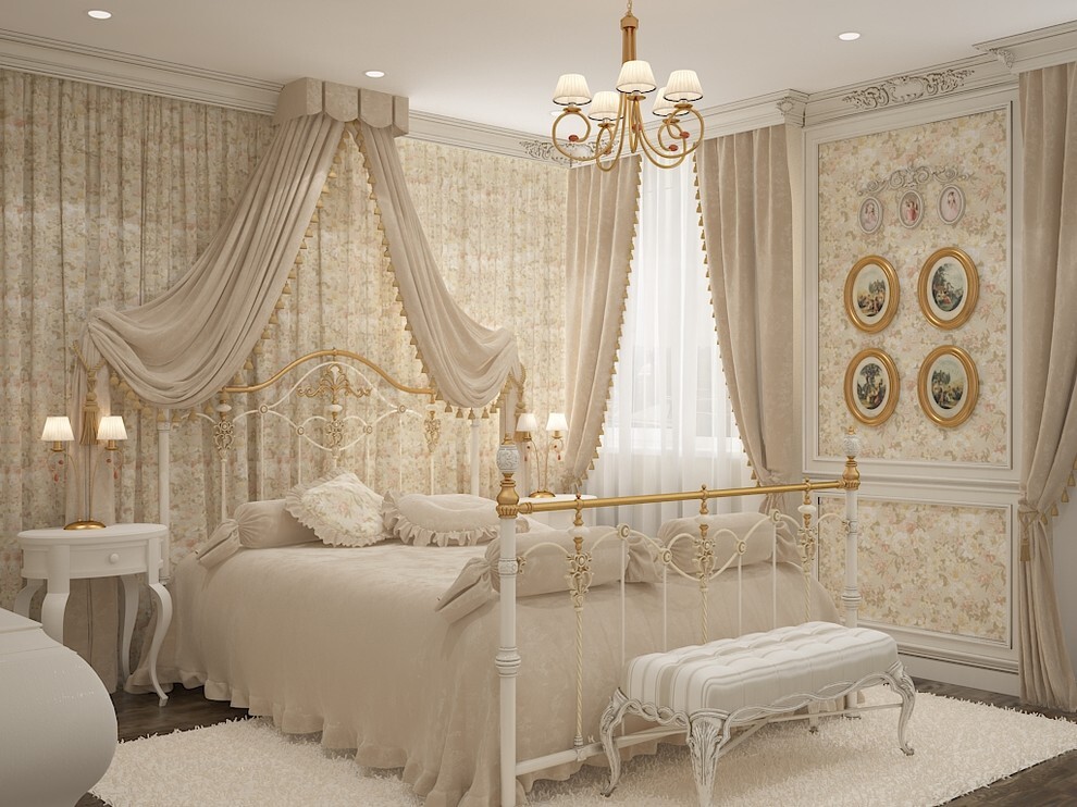 Интерьер спальни в классическом стиле и ампире