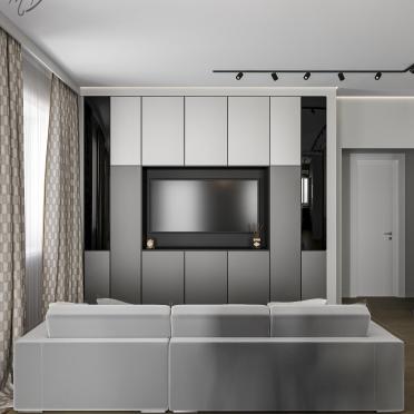 Интерьер гостиной с нишей для телевизора  смотреть на Basicdecor