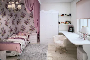 Интерьер детской c рабочим местом и для девочки  смотреть на Basicdecor