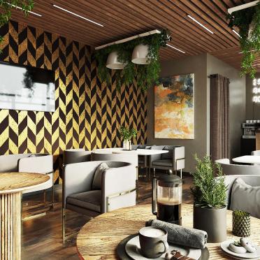 Интерьер кафе и ресторана с барной стойкой  смотреть на Basicdecor