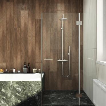 Интерьер ванной с душевой из плитки  смотреть на Basicdecor