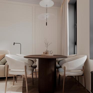 Интерьер столовой cветильниками над столом  смотреть на Basicdecor