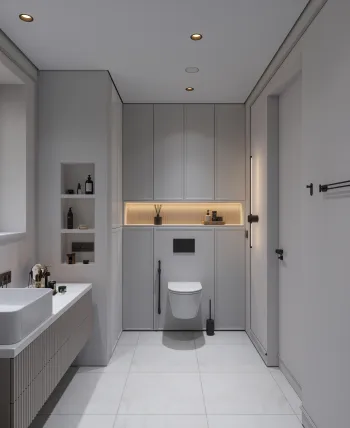 Интерьер ванной с нишей с подсветкой и с подсветкой  смотреть на Basicdecor