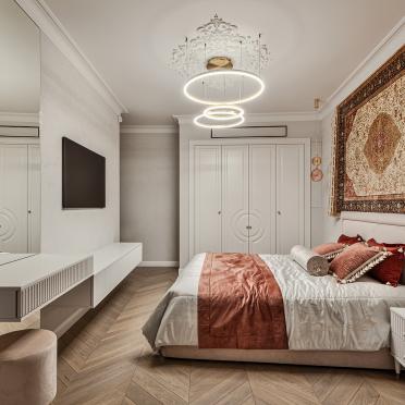 Интерьер спальни cветильниками над кроватью  смотреть на Basicdecor