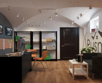 Интерьер гостиной c рабочим местом в стиле лофт смотреть на Basicdecor