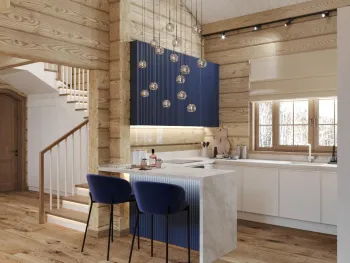 Интерьер кухни с в деревянном доме  смотреть на Basicdecor