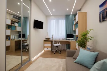 Интерьер c рабочим местом и с подсветкой  смотреть на Basicdecor