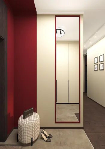 Интерьер прихожей с зеркалом на двери  смотреть на Basicdecor
