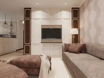 Интерьер с нишей для телевизора в классическом стиле смотреть на Basicdecor