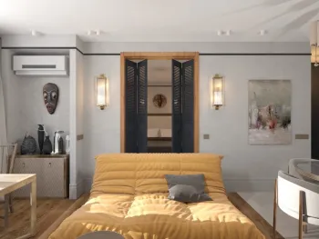 Интерьер спальни cветильниками над кроватью  смотреть на Basicdecor