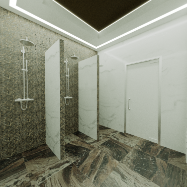 Интерьер ванной с душевой из плитки  смотреть на Basicdecor