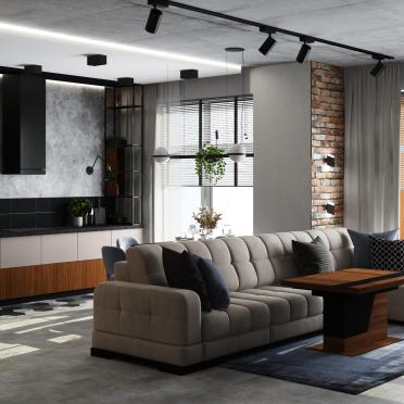 Интерьер гостиной в стиле лофт смотреть на Basicdecor