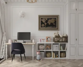 Интерьер c рабочим местом в неоклассике смотреть на Basicdecor