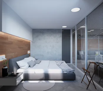 Интерьер спальни cветильниками над кроватью  смотреть на Basicdecor