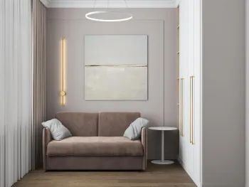Интерьер cветовыми линиями и светильниками над кроватью  смотреть на Basicdecor