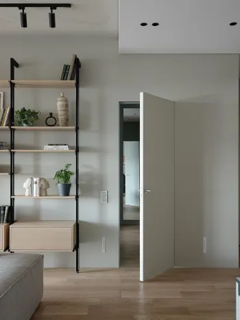 Интерьер гостиной с перегородкой раздвижной  смотреть на Basicdecor