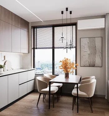 Интерьер кухни с жалюзи  смотреть на Basicdecor