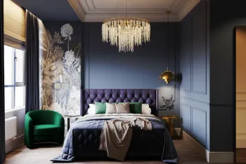 Интерьер спальни cветильниками над кроватью  смотреть на Basicdecor
