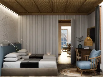 Интерьер спальни с две кровати  смотреть на Basicdecor