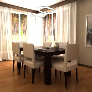 Интерьер столовой c обеденной зоной в стиле фьюжн смотреть на Basicdecor
