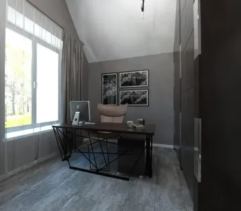 Интерьер кабинета c рабочим местом  смотреть на Basicdecor