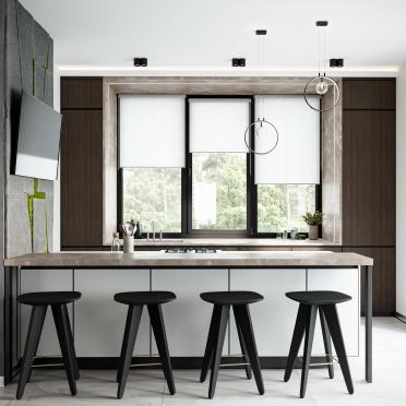 Интерьер кухни с жалюзи  смотреть на Basicdecor