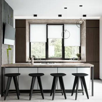 Интерьер кухни с жалюзи  смотреть на Basicdecor