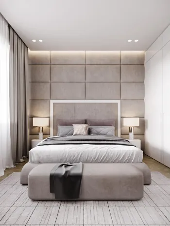 Интерьер спальни cветильниками над кроватью  смотреть на Basicdecor