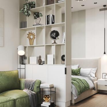 Интерьер гостиной с зонированием  смотреть на Basicdecor