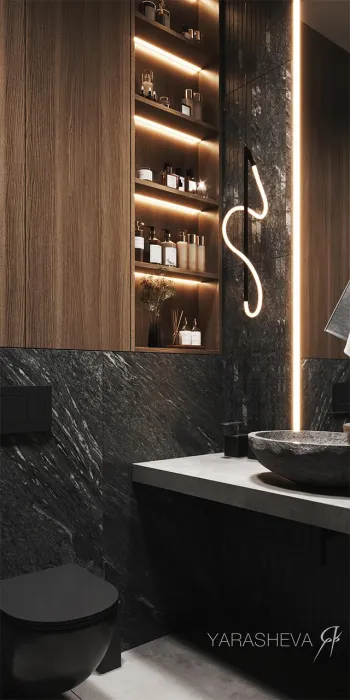 Интерьер ванной c подсветкой  смотреть на Basicdecor