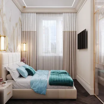 Интерьер спальни cветильниками над кроватью и с подсветкой  смотреть на Basicdecor