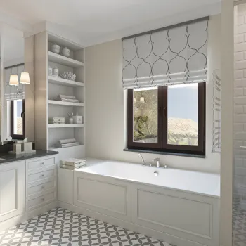 Интерьер ванной с жалюзи и дверными жалюзи  смотреть на Basicdecor
