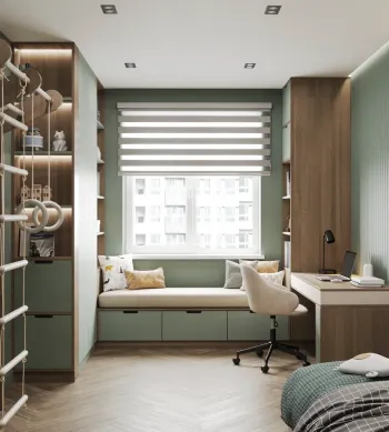 Интерьер детской с жалюзи и дверными жалюзи  смотреть на Basicdecor