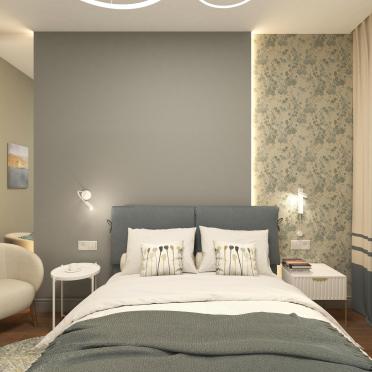Интерьер спальни cветильниками над кроватью и с подсветкой  смотреть на Basicdecor