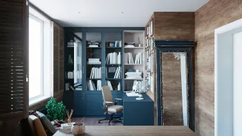Интерьер кабинета c рабочим местом в классическом стиле смотреть на Basicdecor