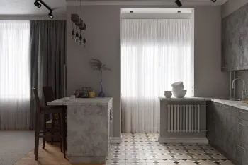 Интерьер кухни с балконом  смотреть на Basicdecor