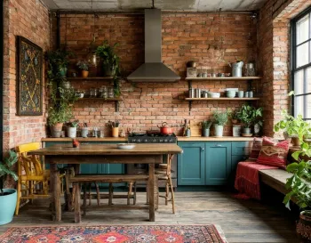 Интерьер кухни в стиле лофт и бохо смотреть на Basicdecor