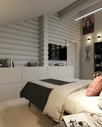 Интерьер спальни с в деревянном доме в рустике смотреть на Basicdecor