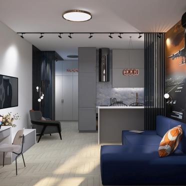 Интерьер гостиной c подсветкой  смотреть на Basicdecor