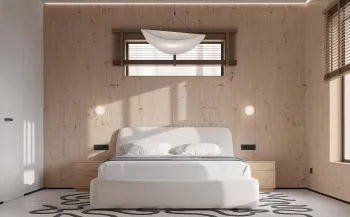 Интерьер спальни cветильниками над кроватью  смотреть на Basicdecor