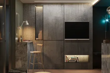 Интерьер с нишей с подсветкой и с подсветкой в современном стиле смотреть на Basicdecor