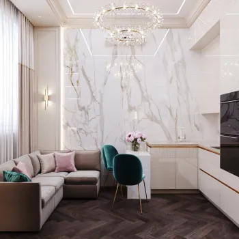 Интерьер гостиной с аркой и с подсветкой в современном стиле смотреть на Basicdecor